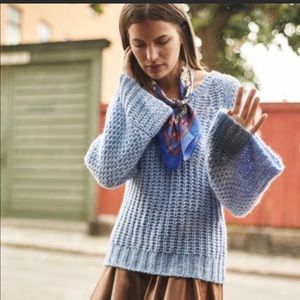 Anthropologie bell sleeve sweater light blue